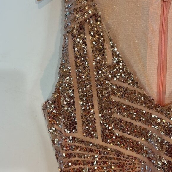 Rose gold Sequin sleeveless A-line mini dress size small - Picture 9 of 10